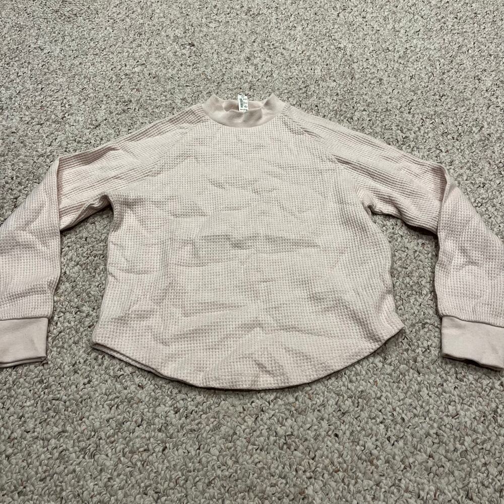 NWT Madewell Waffle-Knit Long-Sleeve Crewneck Tee Sz XXS Blush Pink Preppy
